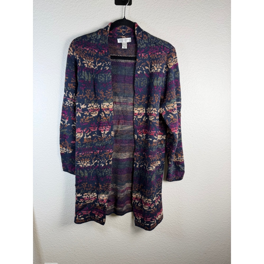 Women's Long Cardigan Boho Southwestern Fair Isle Knit Granola Cozy Grandma Y2K